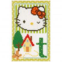 Kit broderie point de croix - Vervaco - Hello kitty lettre t