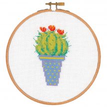 Kit broderie point de croix avec tambour - Vervaco - Cactus II