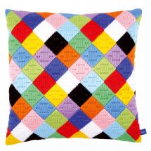 Kit de coussin point lancé - Vervaco - Motif damier coloré