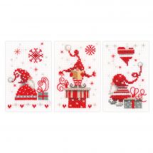 Kit de carte à broder  - Vervaco - 3 cartes Lutins de Noël