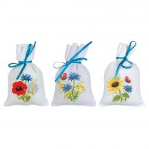 Kit de sachet senteur à broder - Vervaco - 3 sachets - Fleurs des champs