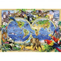 Puzzle Bois - Wooden City - Carte du règne animal - 1010 pièces