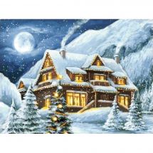 Kit de broderie Diamant - Wizardi - Maison d'hiver