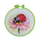 Kit broderie point de croix avec tambour - Abris Art - Coccinelle