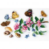 Kit broderie point de croix - Charivna Mit - Jardin préferé - Coquillages et fleurs