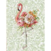 Kit broderie point de croix - Dimensions - Flamant floral