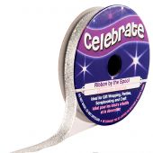 Ruban Nylon en bobine - Celebrate - Nylon et métallique argent - 7 mm x 6 m