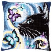 Kit de coussin gros trous - Vervaco - Chat avec papillons