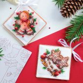 Kit de broderie avec perles - Abris Art - Pâtisserie de Noël