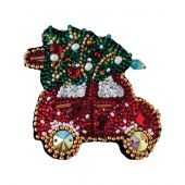 Kit de broderie avec perles - Abris Art - Voiture de Noël