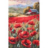 Kit broderie point de croix - Abris Art - Coquelicots au coucher de soleil