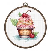 Kit broderie point de croix avec tambour - Luca-S - Glace à la cerise