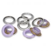 Oeillets et rivets - Prym - 15 oeillets avec rondelles lilas - 14 mm