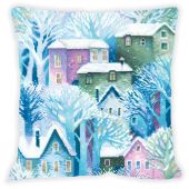 Kit de coussin à broder - Riolis - Maisons sous la neige