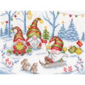 Kit broderie point de croix - Vervaco - Fête avec des gnomes de Noël