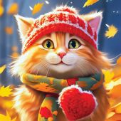 Kit de broderie Diamant - Wizardi - Chat d'automne