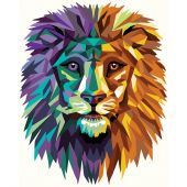 Kit de peinture par numéro - Wizardi - Lion polygonal