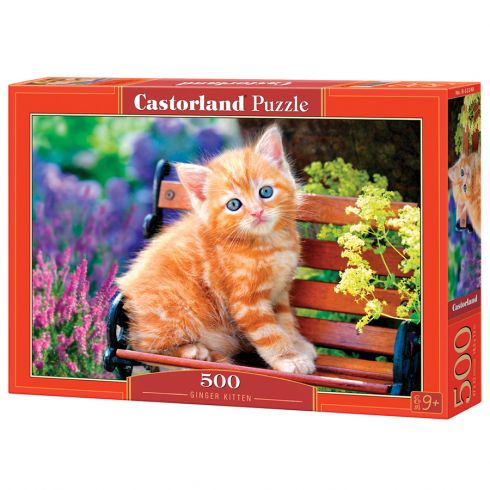 Puzzle 500 pièces : chatons avec des fleurs Castorland