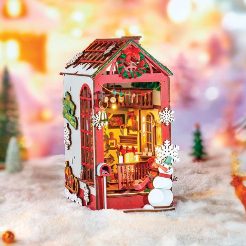 Maison miniature Noel scene d interieur Serre livre Rolife