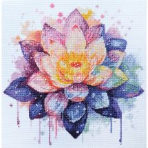 Kit broderie point de croix avec perles - Abris Art - Lotus brillant