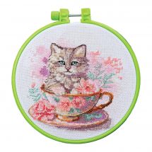 Kit broderie point de croix avec tambour - Abris Art - Tea party