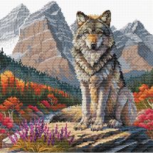 Kit broderie point de croix - Ava - Loup majestueux