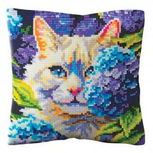 Kit de coussin gros trous - Collection d'Art - Chat dans les hortensias