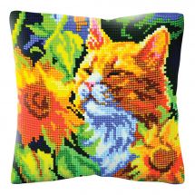 Kit de coussin gros trous - Collection d'Art - Chat dans les tournesols