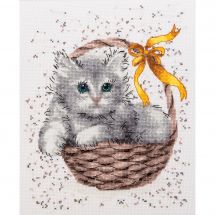 Kit broderie point de croix - Charivna Mit - Chaton gris