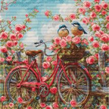 Kit broderie point de croix - Luca-S - Bicyclette aux roses