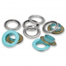 Oeillets et rivets - Prym - 15 oeillets avec rondelles turquoises - 14 mm