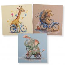 Carte broderie Diamant - Crystal Art D.I.Y - Pack bébés animaux