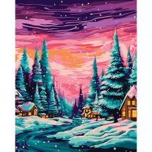 Kit de peinture par numéro - Wizardi - Village d'hiver